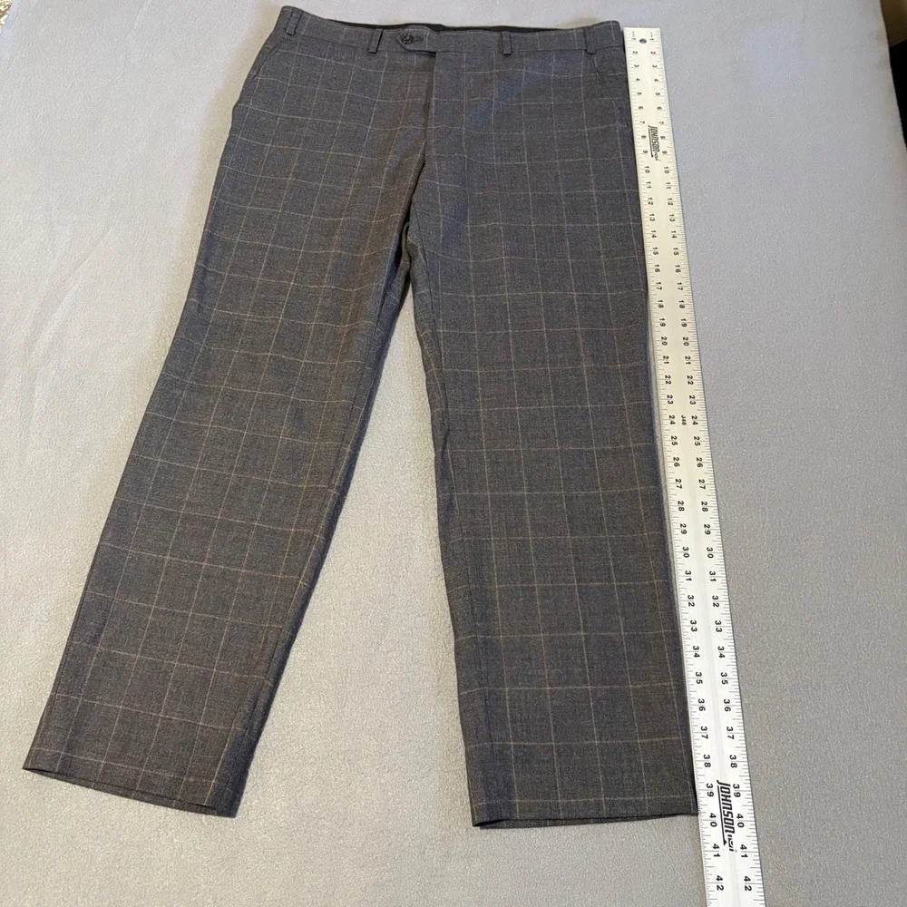 Ralph‎ Lauren Dress Pants Mens 36Wx30L Gray Windowpane Wool Trousers Canada Made